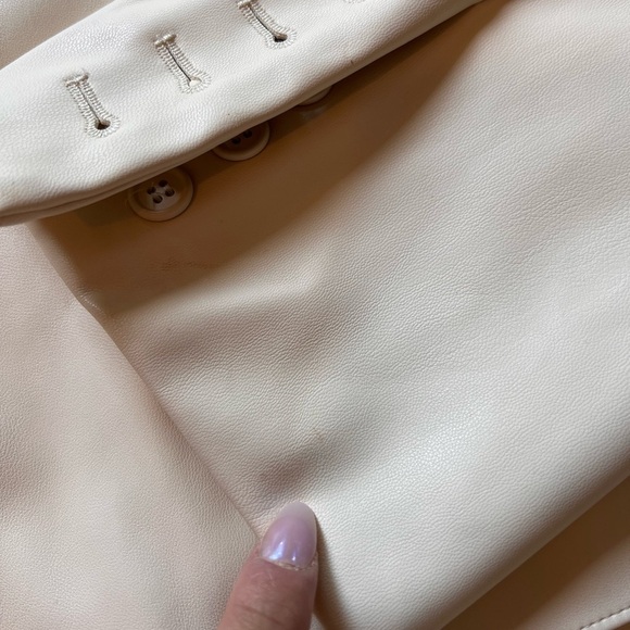 Papér Moon for Frankie Shop Cream Oversized Leather Blazer - Picture 4 of 10